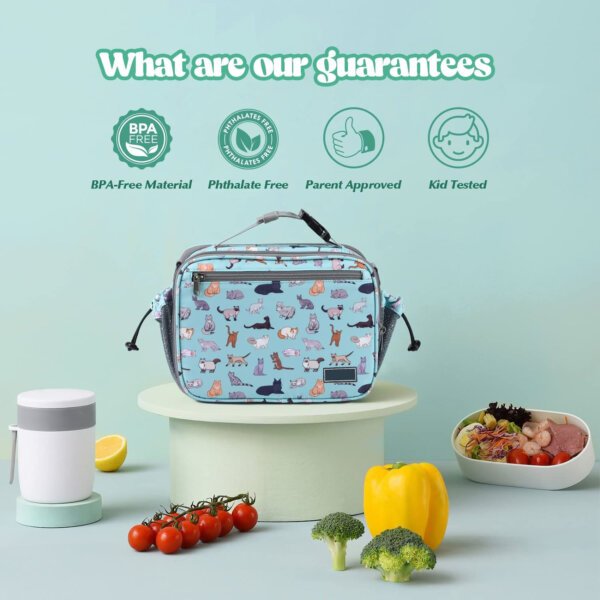 9l insulated kids expandable lunch bag oxford with cute pattern prints