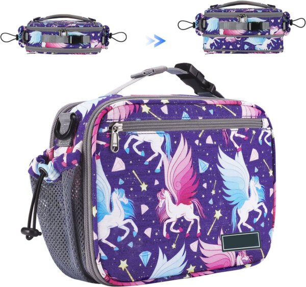 9l insulated kids expandable lunch bag oxford with cute pattern prints