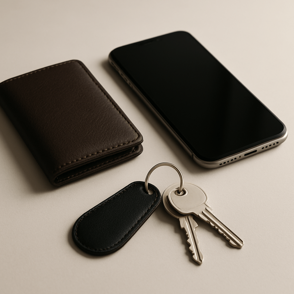 Small personal items such as wallets, phones, and keys.